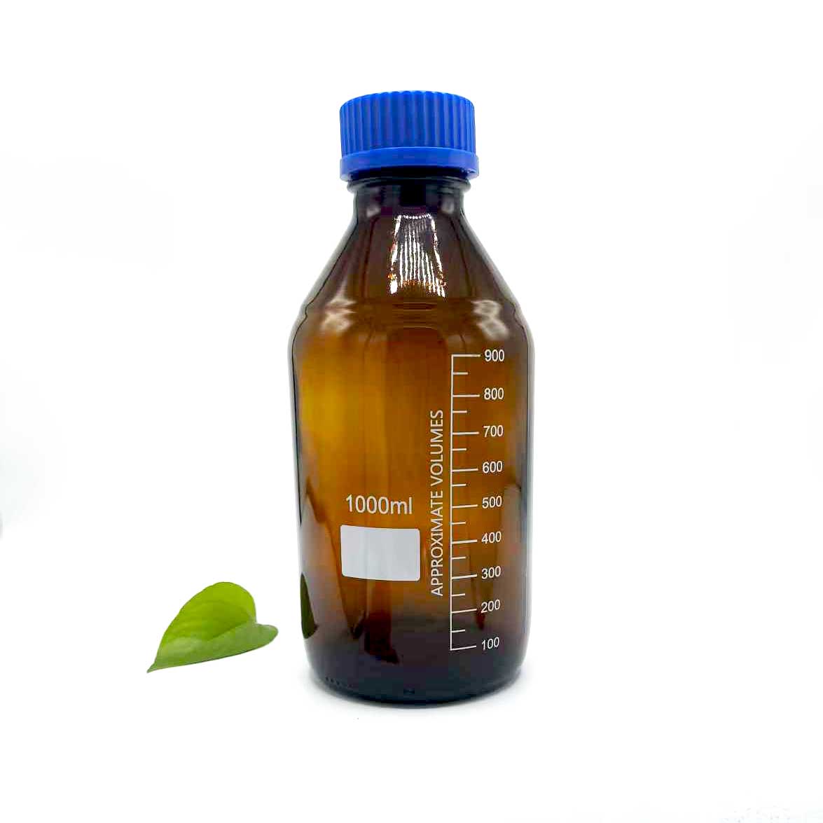 1000 ml gintaro spalvos stiklo reagentų butelis